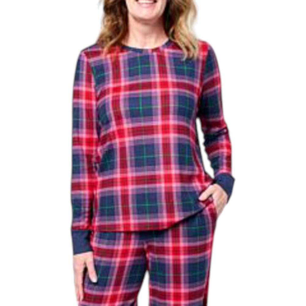 Comfort Code Women's Brushed Ultra Top Navy Tartan Plaid - Regular